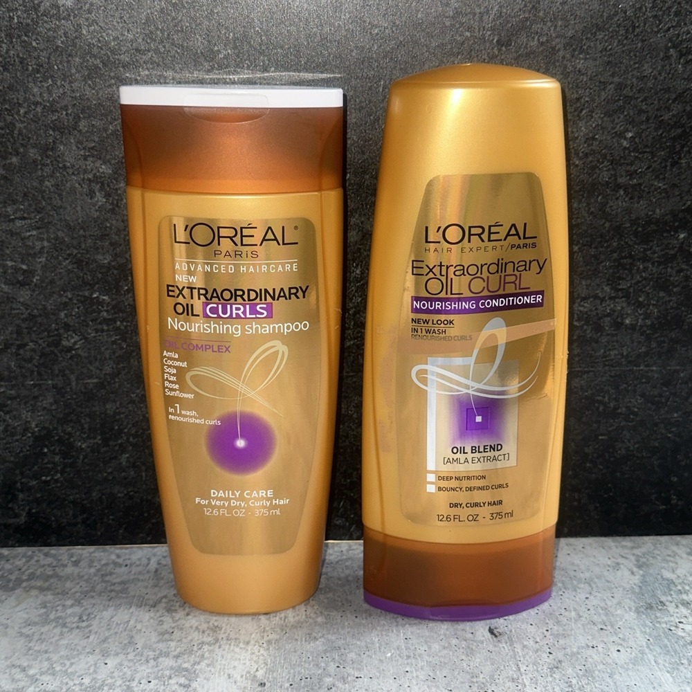 2 L'Oreal Extraordinary Oil Curl Nourishing  SHAMPOO conditioner 12.6 oz  Elvive
